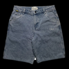 Bermuda jeans Dime azul com bordado da marca, disponível no garimpo do madruga, tamanho 42 em excelente estado.
