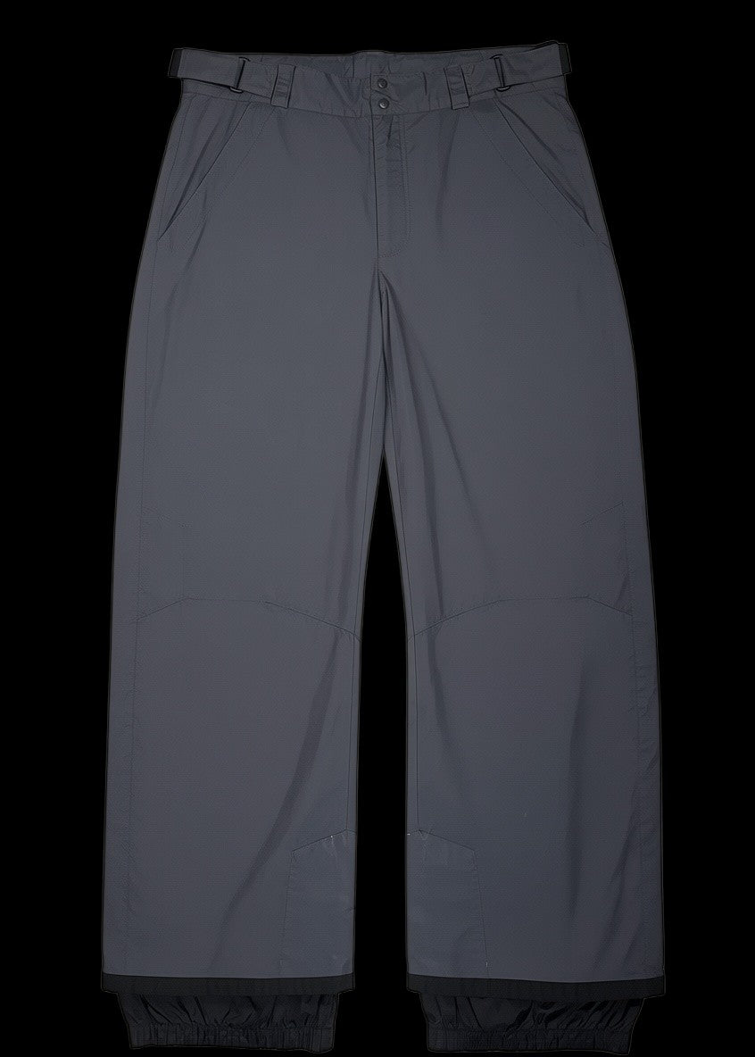 Calça de neve Columbia cinza tamanho G, modelo técnico com ajuste na cintura, disponível na garimpo do madruga.