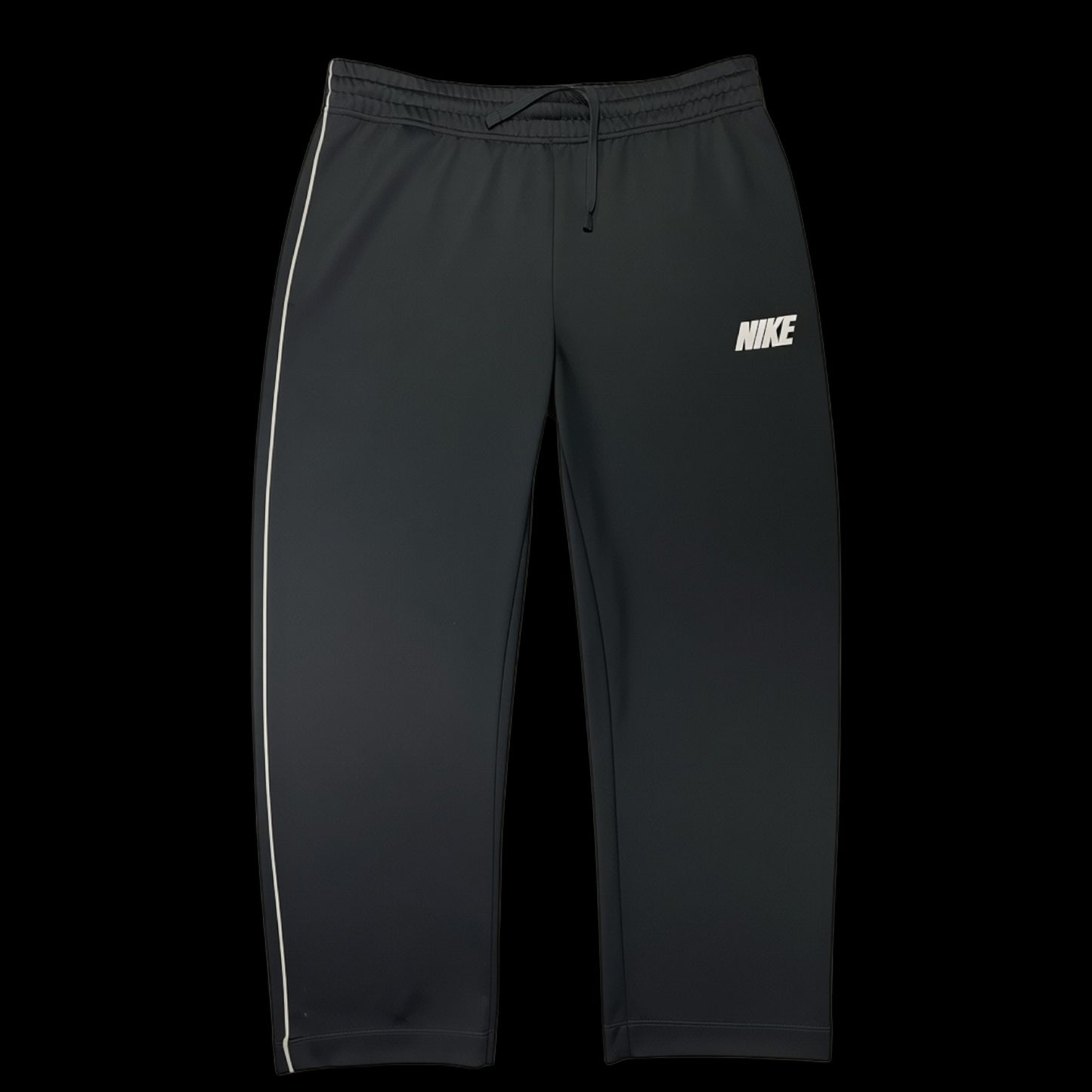 Calça esportiva Nike preta com detalhes em linha branca, tamanho M, da loja garimpo do madruga