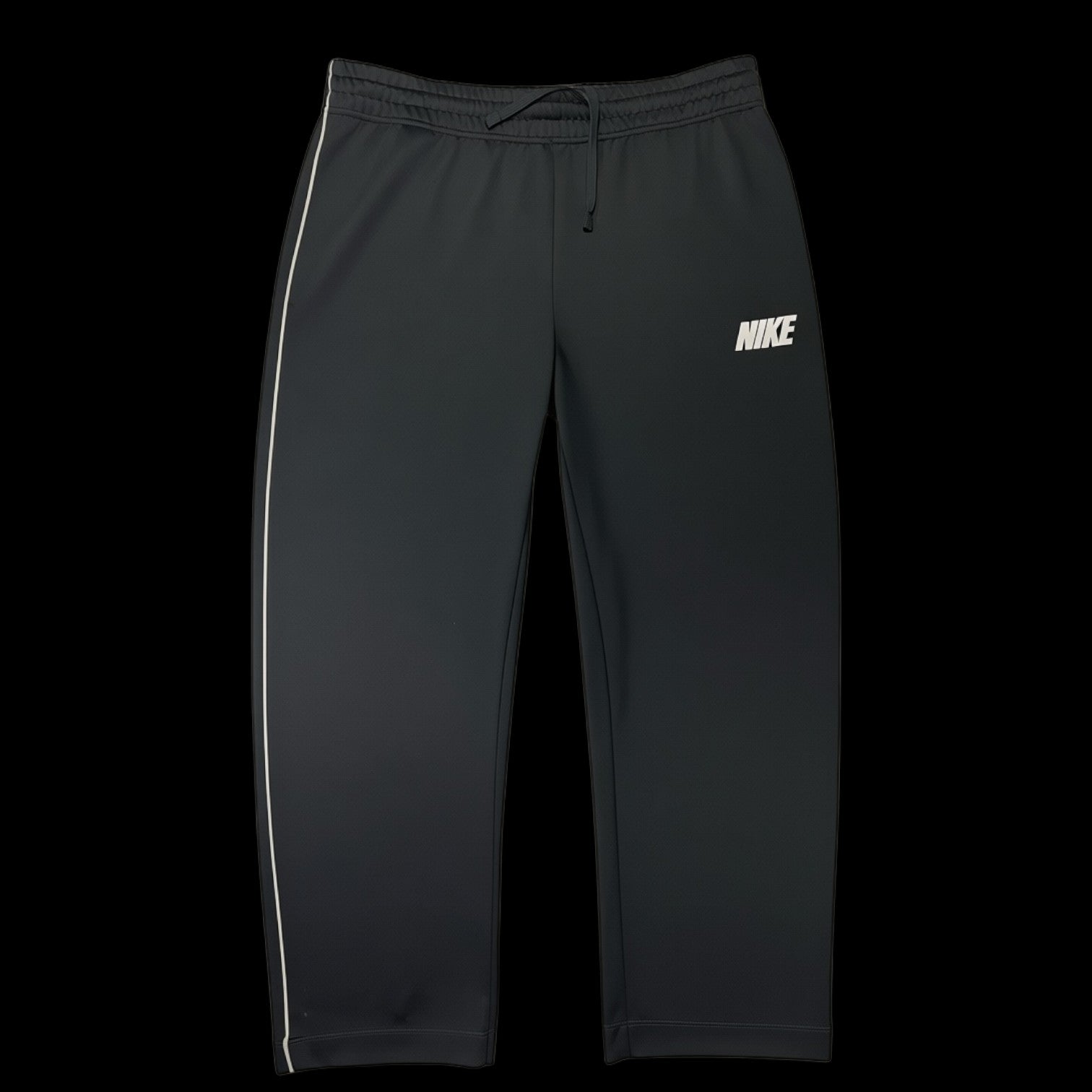 Calça esportiva Nike preta com detalhes em linha branca, tamanho M, da loja garimpo do madruga