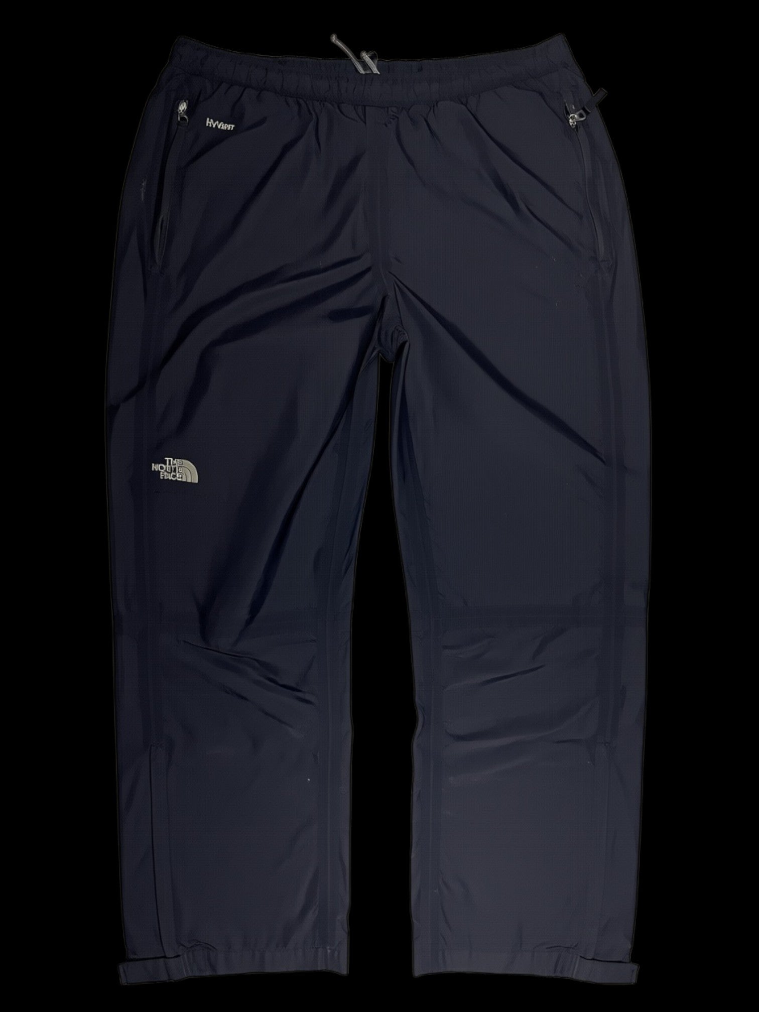 Calça preta The North Face Hyvent tamanho XL com tecnologia impermeável, disponível na garimpo do madruga