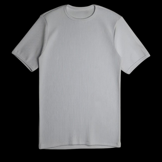 Camisa canelada slim fit cinza de lã grossa da marca garimpo do madruga com gola careca