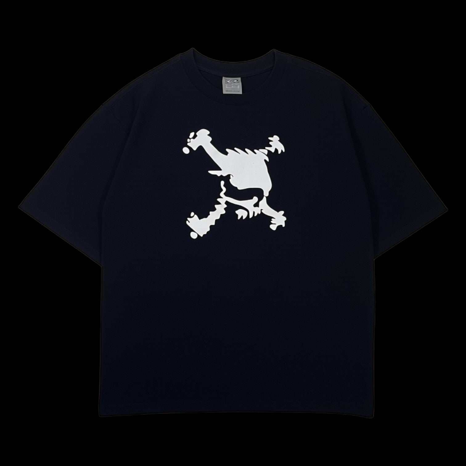 Camiseta preta Oakley skull da garimpo do madruga com estampa frontal de caveira branca, tamanho M, estado novo.