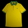 Camisa polo Adidas amarela com detalhes em verde da loja garimpo do madruga, tamanho M em excelente estado.