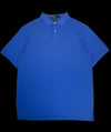 Camisa polo azul Ralph Lauren com logo bordado vermelho, tamanho GG, disponível na garimpo do madruga