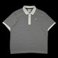 Camisa polo Lacoste garimpo do madruga listrada em preto e branco com gola clara e tamanho GG