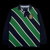Camisa polo de manga longa garimpo do madruga Tommy Hilfiger listrada em verde e azul marinho com brasão bordado