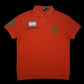 Camisa polo garimpo do madruga Ralph Lauren laranja com bordado Argentina, bandeira e número 3 na manga, tamanho GG