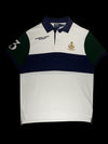 Camisa polo Ralph Lauren garimpo do madruga branca com detalhes em azul marinho e verde, tamanho GG, estilo esportivo