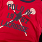 Camiseta vintage garimpo do madruga Ralph Lauren vermelha estilo ringer com estampa de lacrosse 1967