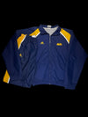 Conjunto Adidas Vintage garimpo do madruga azul e amarelo com jaqueta de zíper e calça esportiva em nylon
