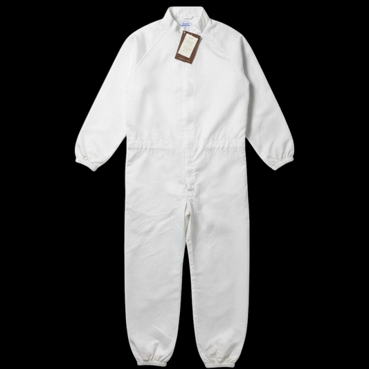 Macacão work wear branco Elepass da garimpo do madruga com mangas longas e punhos elásticos em excelente estado