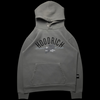 Moletom Hoodrich cinza com capuz e estampa frontal de anjo, disponível na garimpo do madruga, tamanho G.