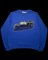 Moletom azul royal da Trapstar London Shooters com estampa de pantera e bola de basquete. Tamanho G.