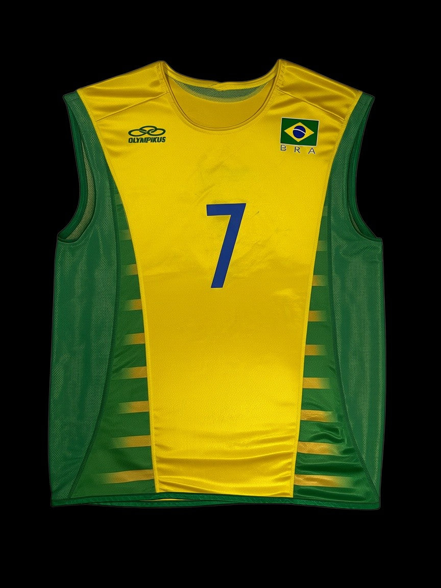 Regata de vôlei garimpo do madruga Olympikus Brasil amarela e verde com número 7, tamanho G em estado impecável.