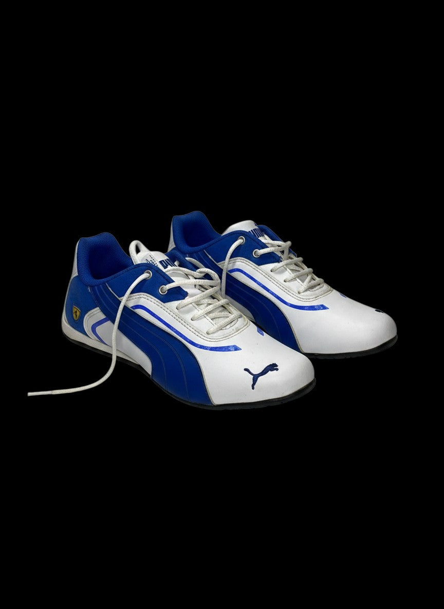 Tênis Puma Speedcat branco e azul da garimpo do madruga, modelo esportivo estilo automobilismo tamanho 43